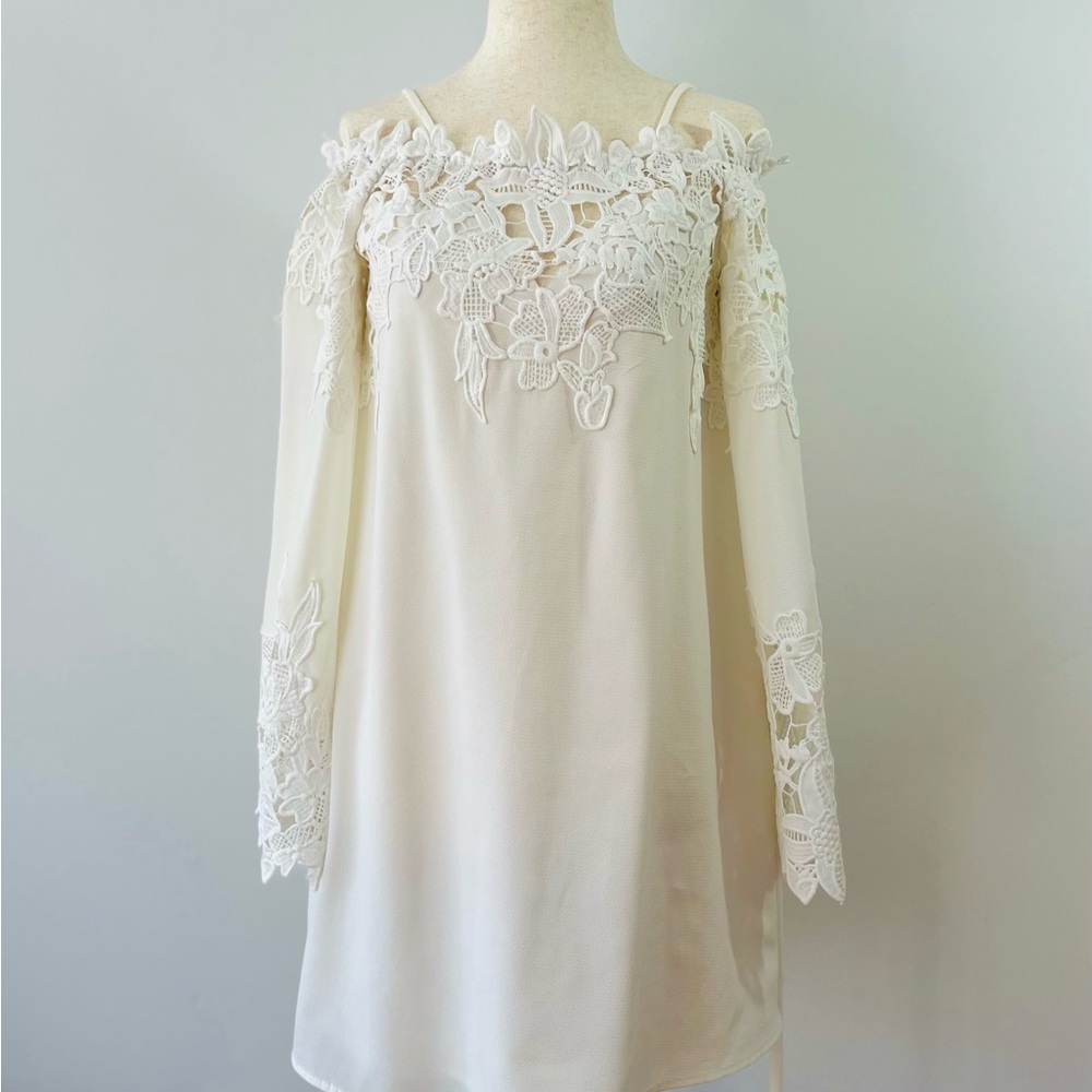 Selfie Leslie Cream Lace Detail Top